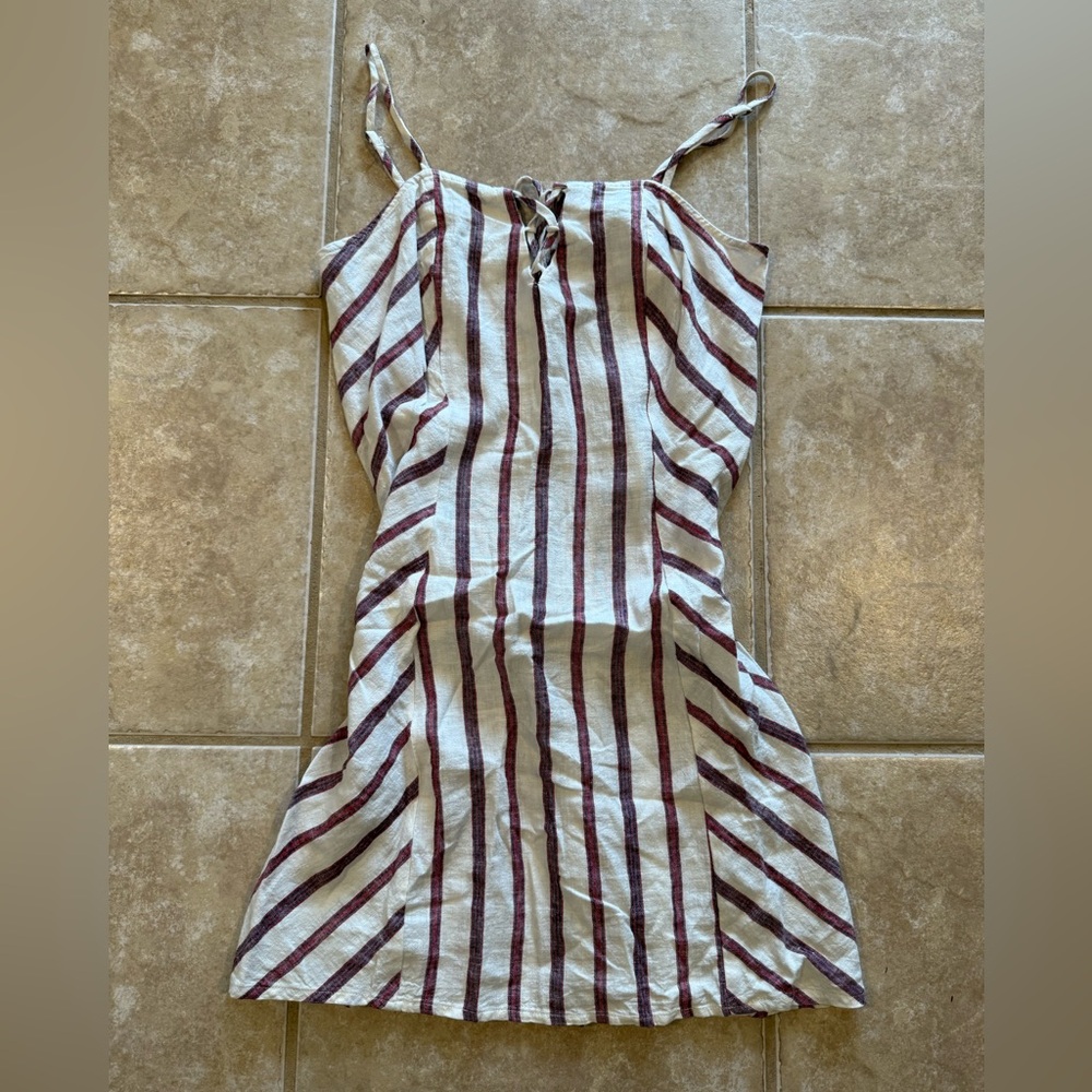 Buy 2 get 1 free clothing! White and red linen dress